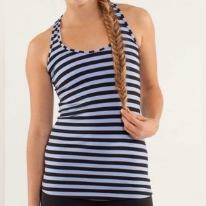 Lululemon Cool Racerback Tank - Black & Light Blue Stripe